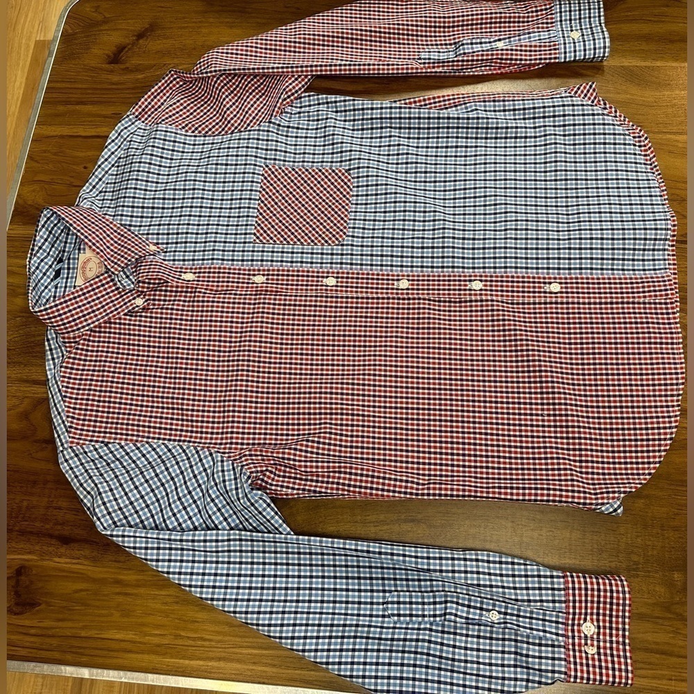 Brooks Brothers Long Sleeve Button Down Shirt Men’s Sz M Red White Blue Check - Picture 3 of 10